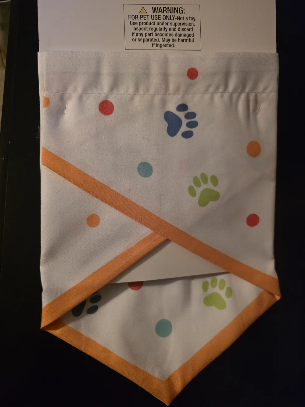 Hobby Lobby White Birthday Dog Bandana with Multicolor Lettering and Orange Trim
